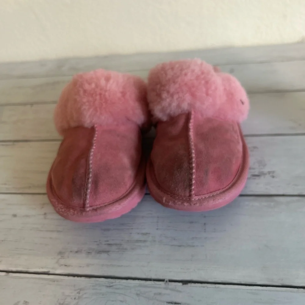Ugg youth size 2 pink slip on slippers hard sole